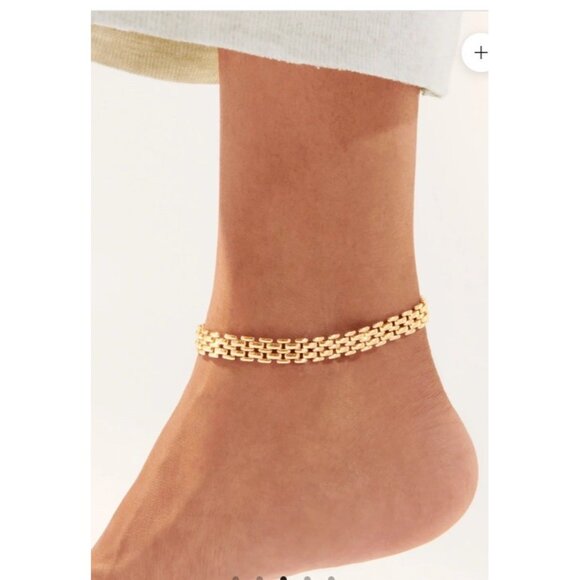 JENNY BIRD Francis Anklet Gold Tone Adjustable Link Chain Hip Ankle Bracelet - Picture 2 of 7